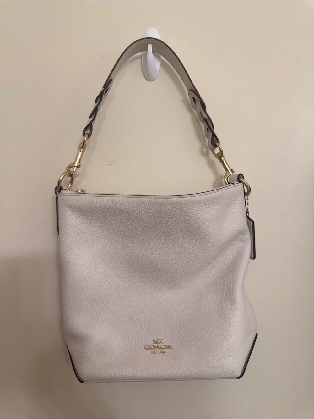 White pebbled leather COACH Abby Duffle Shoulder Bag